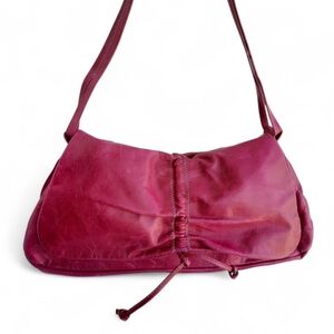 DEMONI Spain Pink Leather Baguette Shoulder Bag Fuschia Satchel Coquette